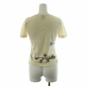 SYBILLA ニット カットソー 薄手 半袖 花柄 フラワーモチーフ 刺繍 プルオーバー M アイボリー