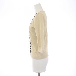 SYBILLA ニット セーター 五分袖 Vネック 花柄 刺繍 M ベージュ 黒 ブラック