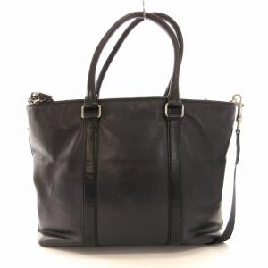 COACH 2WAY トートバッグ ショルダー ロゴ レザー 紺 ネイビー
