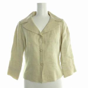 SYBILLA スーツ セットアップ 上下 2点セット 麻 リネン スカート ひざ丈 花柄 刺繍 ジャケット 七分袖 3B M ベージュ