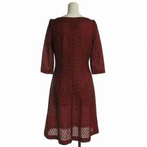 SYBILLA ワンピース ひざ丈 五分袖 総柄 40 M 黒 ブラック オレンジ