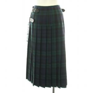 O'NEIL OF DUBLIN ラップスカート プリーツ フリンジ チェック柄 IT40 グリーン