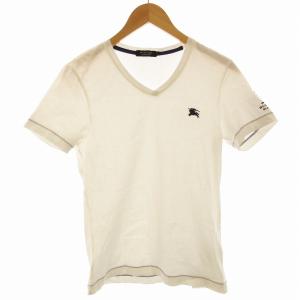 Tシャツ カットソー Vネック ロゴ刺繍 プルオーバー 半袖 1 XS 白 ホワイト