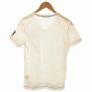 BURBERRY BLACK LABEL Tシャツ カットソー Vネック ロゴ刺繍 プルオーバー 半袖 1 XS 白 ホワイト