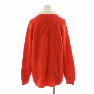 HERNO ニット セーター ヴィンテージ 長袖 Vネック モヘヤ混 つけ襟 プルオーバー 46 XL 赤 レッド