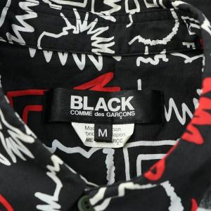 BLACK COMME des GARCONS カジュアルシャツ 半袖 レギュラーカラー 総柄 プリント M 黒 ブラック /BB