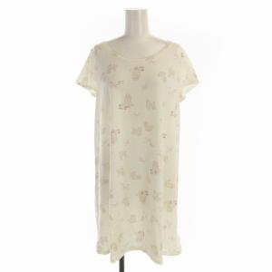 gelato pique セットアップ 上下 2点セット ルームウェア パジャマ ワンピース パンツ 動物柄 リボン柄 半袖 F 白 ホワイト