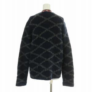 TORY BURCH Tweed TRIM Cardigan ツイードトリムカーディガン ニット 長袖 Vネック ウール 切替 総柄 編み込み M