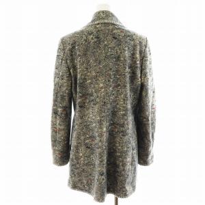 MOSCHINO COUTURE! チェスターコート ミドル丈 総柄 ウール アウター I42 L グレー /AN24