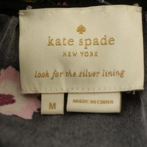 kate spade new york ワンピース 花柄 ノースリーブ フリル M 黒 ブラック