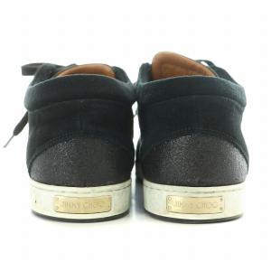 JIMMY CHOO MIAMI ローカットスニーカー シューズ スエード 切替 ラメ IT37 24cm 黒 ブラック /BB