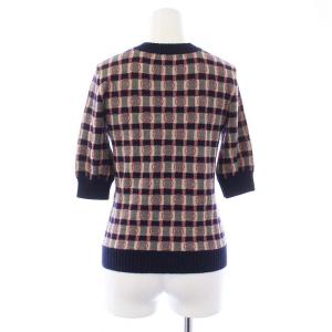 CHANEL 21年 ニット ロゴ カシミヤ シルク混 34 ネイビー ベージュ P71434K10265