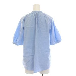 TOMORROWLAND collection 24SS ストレッチブロード パフスリーブブラウス バンドカラー シャツ 半袖 36 S 水色 ライトブルー
