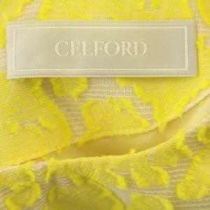 CELFORD ワンピース ノースリーブ ひざ丈 花柄 38 M 黄色 イエロー