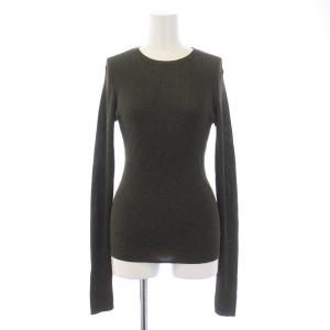 Spick&Span 24AW ラメリブクルーネックプルオーバー ニット カットソー 長袖 薄手 F カーキ 24080200556030