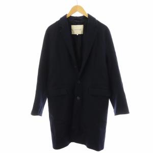 チェスターコート ロング丈 ウール アウター 38 M 紺 ネイビー /AN21