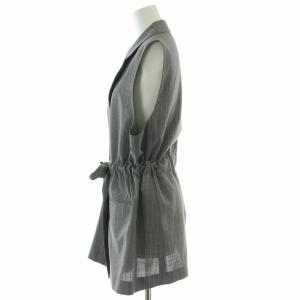 IENA ベルテッドジレ ベスト テーラード 背抜き シングル 前開き ストライプ柄 ウール混 F グレー 24010900037030