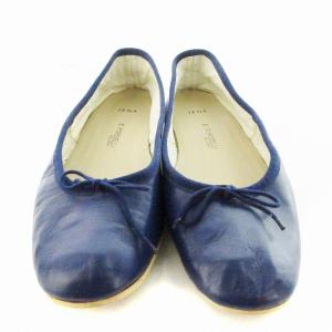 IENA ポルセリ E.PORSELLI バレエシューズ フラットシューズ リボン 靴 紺 ネイビー