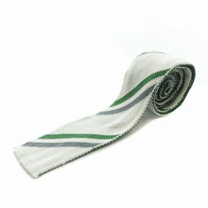 レジメンタルニットタイ ネクタイ スクエアタイ シルク ストライプ柄 グレー /BB