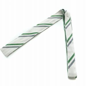 THOM BROWNE レジメンタルニットタイ ネクタイ スクエアタイ シルク ストライプ柄 グレー /BB