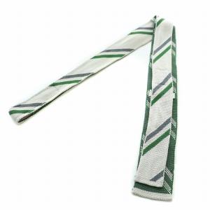 THOM BROWNE レジメンタルニットタイ ネクタイ スクエアタイ シルク ストライプ柄 グレー /BB