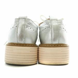 COLE HAAN オリジナルグランド プラットフォーム ウィングチップ オックスフォード シューズ 厚底 羊革 レザー 7B 24cm シルバー色