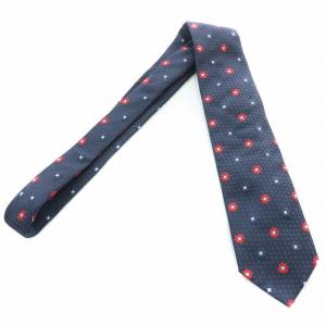 Gabriele Pasini ネクタイ レギュラータイ 花柄 刺繍 シルク 紺 ネイビー 赤 レッド