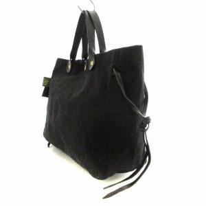 IL BISONTE ハンドバック キャンバス スクエア型 鞄 黒 ブラック