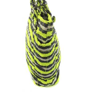 MARC by MARC JACOBS トートバッグ ハンドバッグ ボーダー ロゴ 黄緑 蛍光イエロー 黒