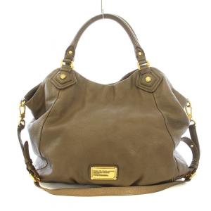 ショルダーバッグ トートバッグ 2WAY レザー ロゴプレート 茶 ブラウン /KU D