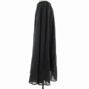 Spick&Span 23SS リネン混ギャザーフレアスカート ロング 38 M 黒 ブラック 23060200404010