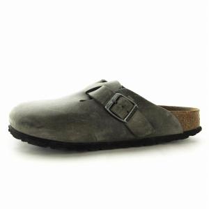 BIRKENSTOCK ボストン ソフトフットベッド クロッグ サボサンダル レザー 38 24.5?p グレー