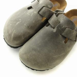 BIRKENSTOCK ボストン ソフトフットベッド クロッグ サボサンダル レザー 38 24.5?p グレー