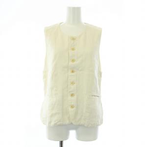 nest Robe ベスト ジレ クルーネック 麻 リネン 白 ホワイト