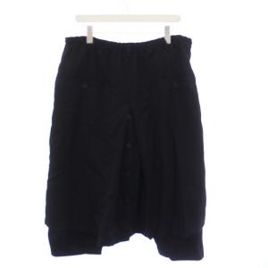 Yohji Yamamoto POUR HOMME シワギャバジン ラップパンツ 2 ブラック HR-P15-100