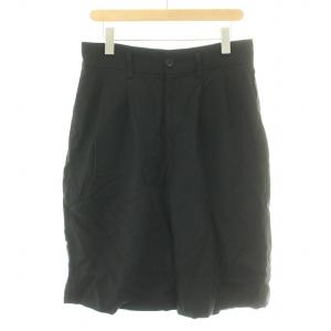 ハーフパンツ ショートパンツ タック ジップフライ ウール 1 S 黒 ブラック /BB