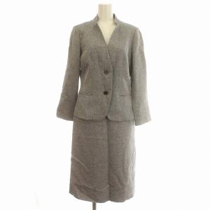 スーツ セットアップ ツイード スカート ジャケット 背抜き 38 M 水色 グレー /G