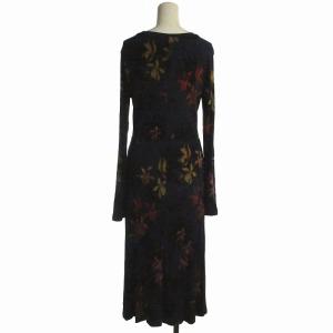 Desigual タグ付き ワンピース ロング リブ タイト 花柄 長袖 M 紺 ネイビー /EA