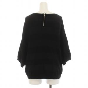 DRIES VAN NOTEN ニット カットソー 七分袖 ボーダー XS ブラック