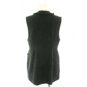 Apuweiser-riche 23SS ベスト ジレ 前開き フリンジ ツイード 金ボタン タグ付き ウール混 2 M 黒 ブラック