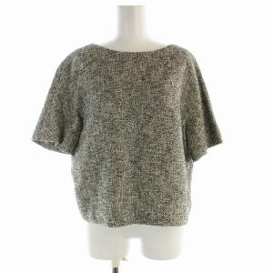 カットソー Tシャツ ツイード プルオーバー 半袖 ボートネック グレー