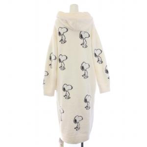 gelato pique 23SS SNOOPY パウダー総柄JQDワンピース 長袖 ロング フード ルームウェア パジャマ F 白 ホワイト PWNO231082