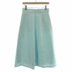ADORE シルクウールツイルスカート フレア ミモレ ロング 無地 38 M 水色 ライトブルー 531-3120102