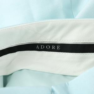 ADORE シルクウールツイルスカート フレア ミモレ ロング 無地 38 M 水色 ライトブルー 531-3120102