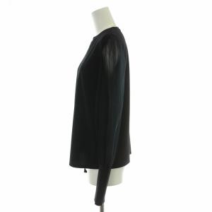 LANVIN COLLECTION チュールスリーブカットソー 長袖 クルーネック シアー シースルー ストレッチ 無地