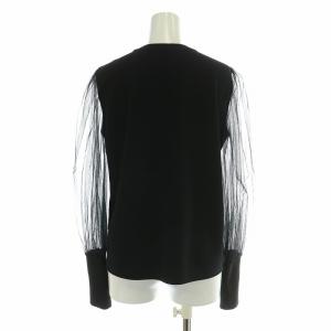 LANVIN COLLECTION チュールスリーブカットソー 長袖 クルーネック シアー シースルー ストレッチ 無地