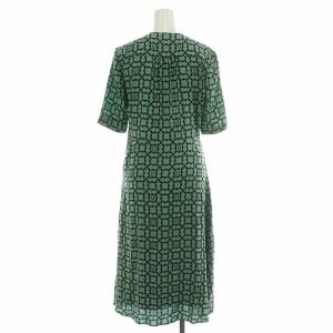 Salvatore Ferragamo フレアワンピース ガンチーニ シルク 38 グリーン ブラック