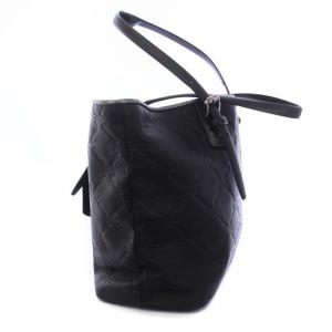 Longchamp LM Cuir TOTE BAG トートバッグ ハンドバッグ 総柄 レザー ポーチ付き 黒 ブラック /KH