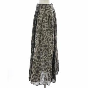 SHIPS タグ付き フレアスカート ロング マキシ 花柄 総柄 F 茶 ブラウン ペチコート付き /XK