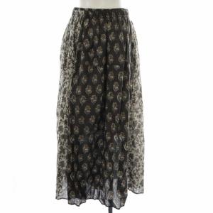 SHIPS タグ付き フレアスカート ロング マキシ 花柄 総柄 F 茶 ブラウン ペチコート付き /XK
